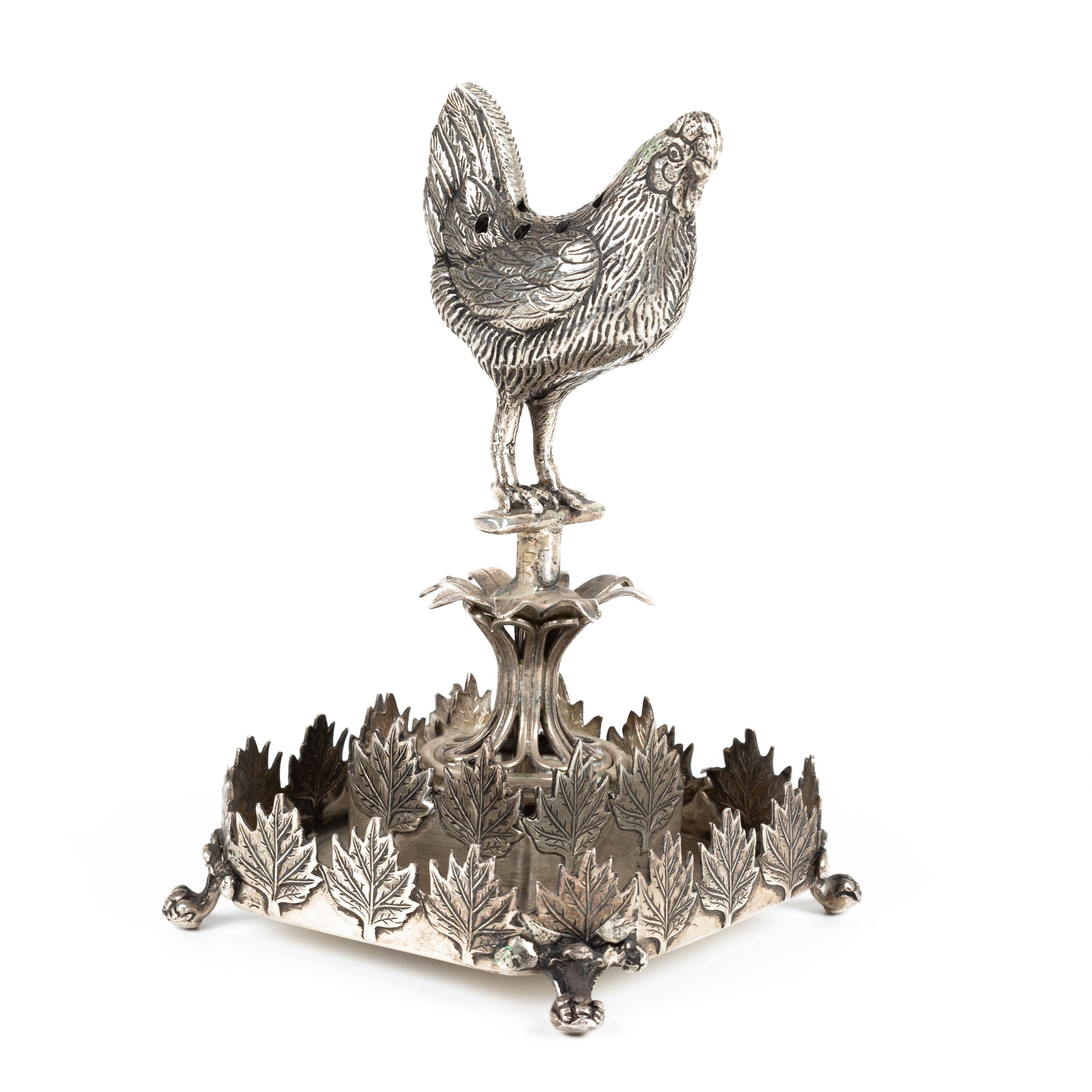 Porta stuzzicadenti in argento - Pollo in vendita 1