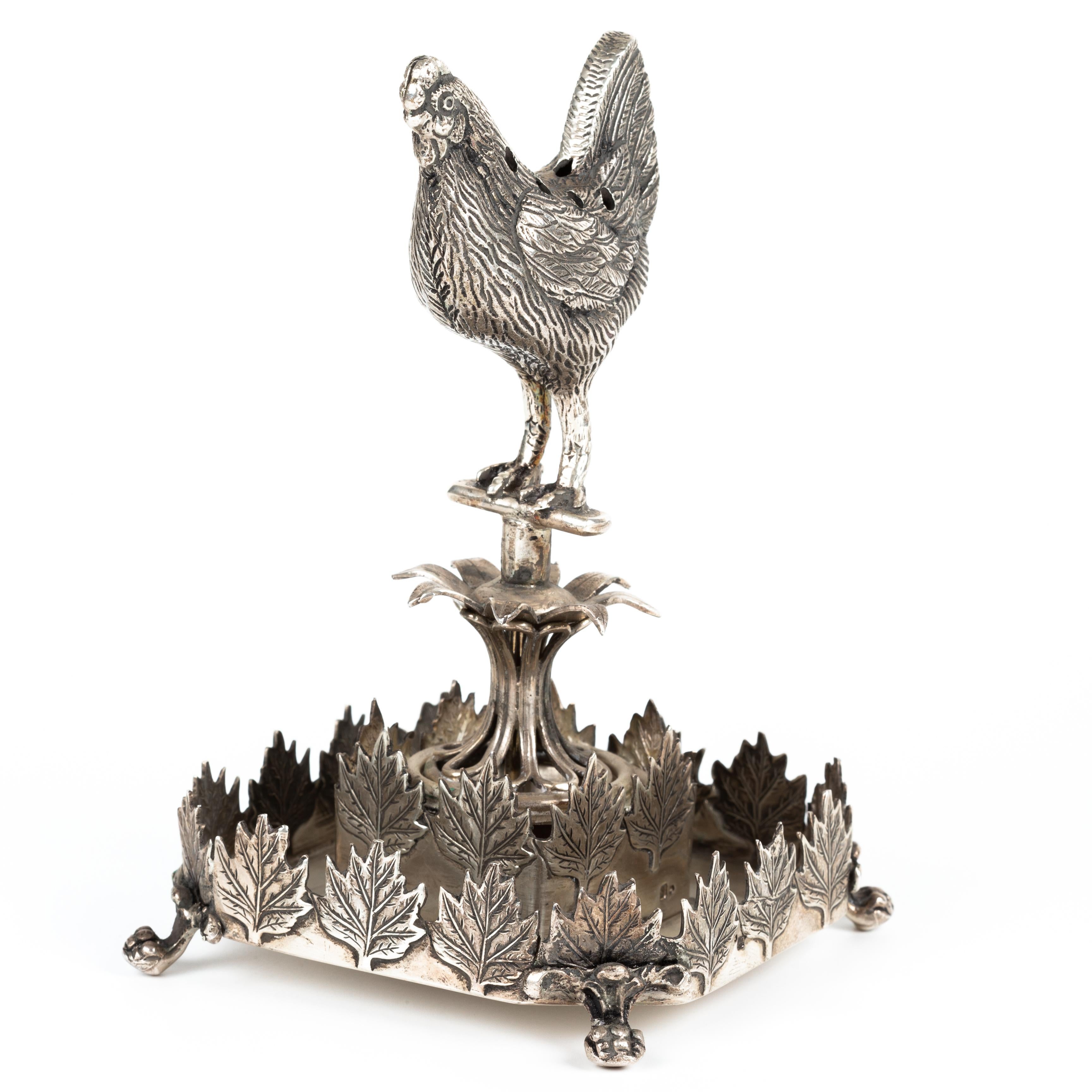 Porta stuzzicadenti in argento - Pollo in vendita 2