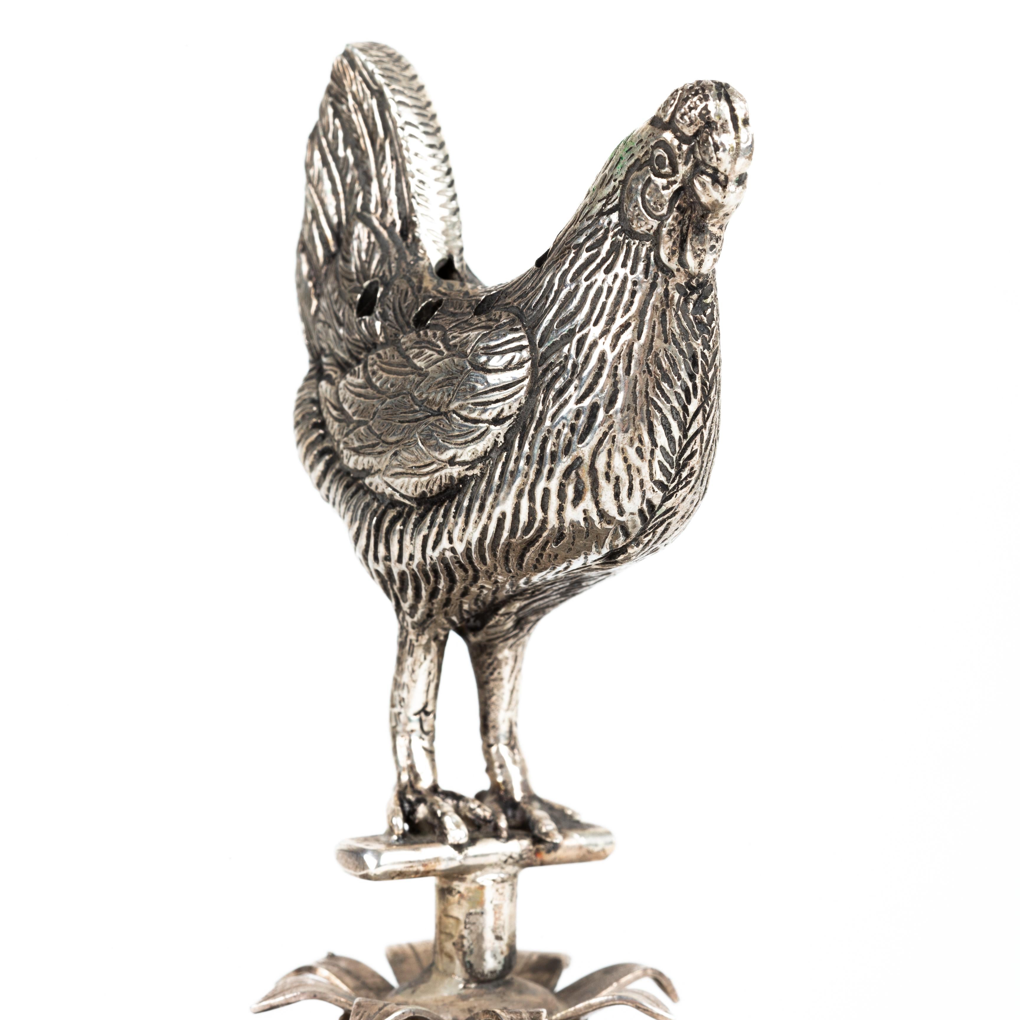 Porta stuzzicadenti in argento - Pollo in vendita 3