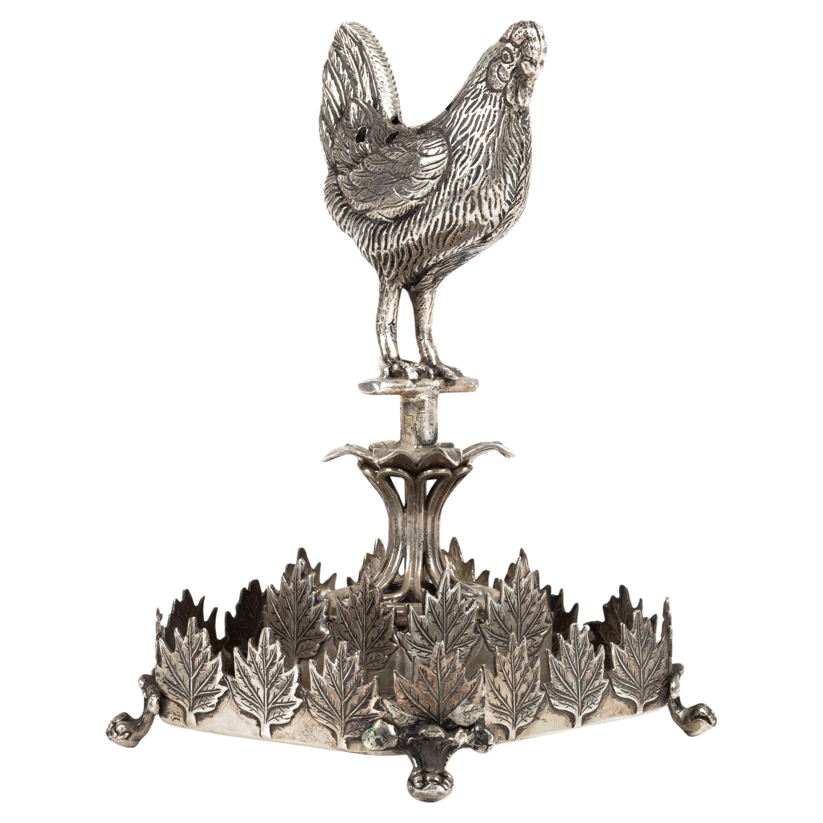 Porta stuzzicadenti in argento - Pollo