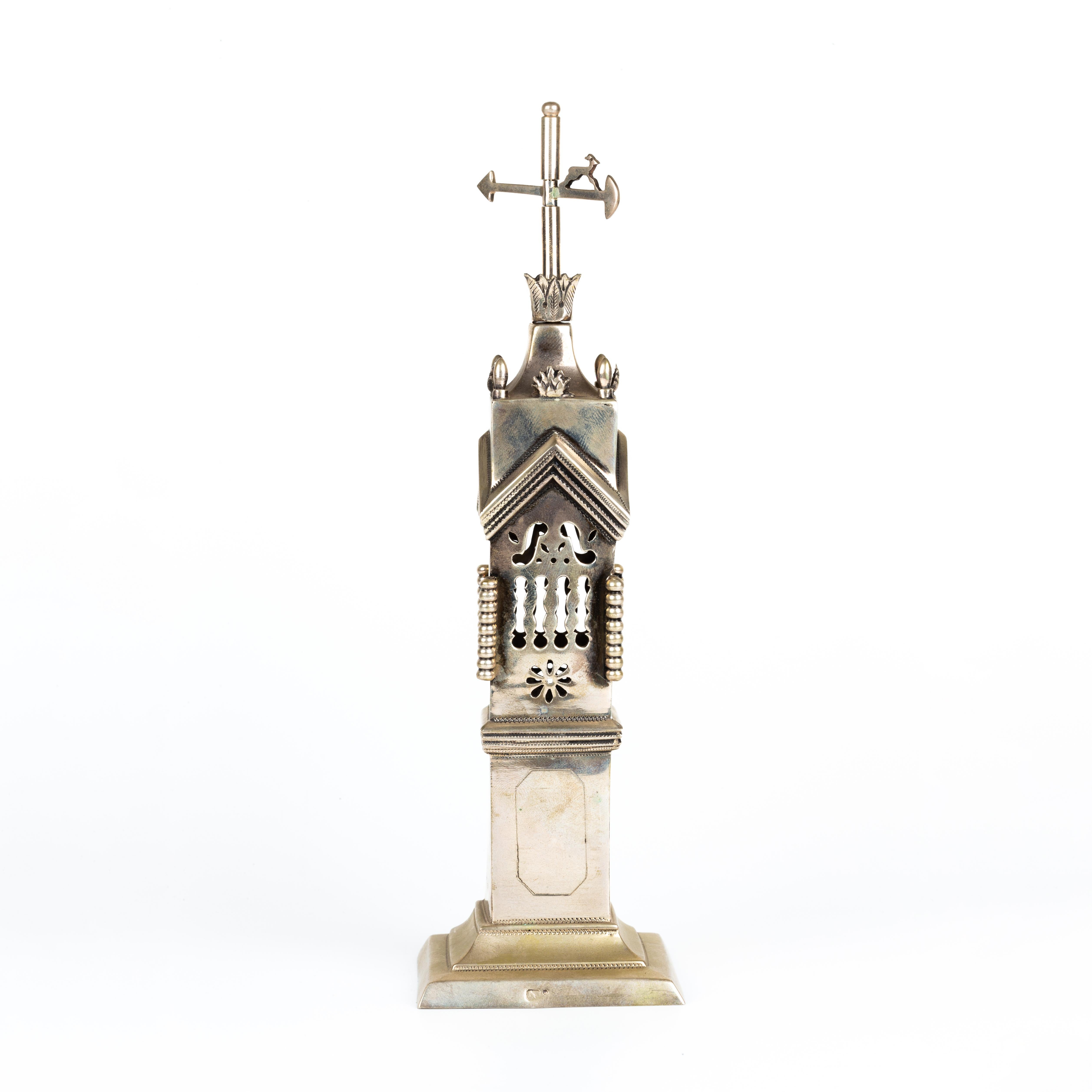 Porta stuzzicadenti in argento - Camino con mulino a vento In condizioni buone in vendita a Porto, PT