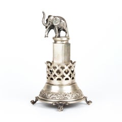 Silver Toothpick Holder - Elephant on Pedestal
