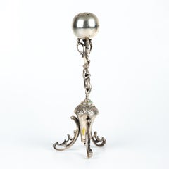 Silver Toothpick Holder - Figure Holding a Ball