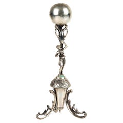 Silver Toothpick Holder - Figure Holding a Ball