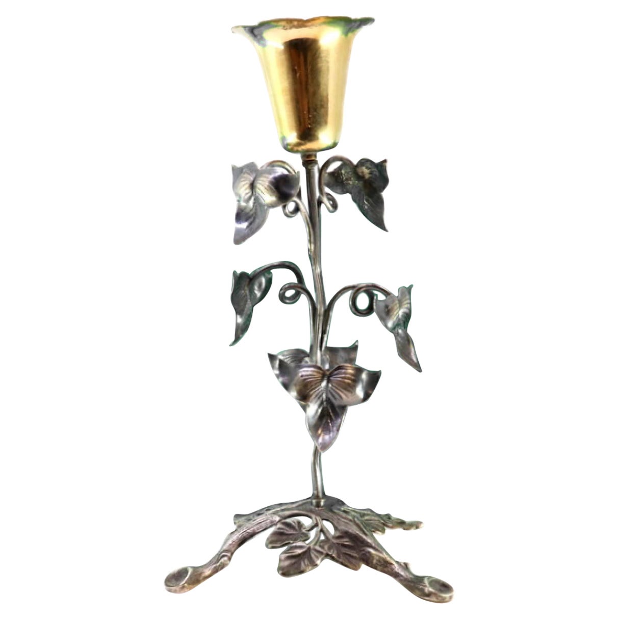 Silver toothpick holder in the shape of a climbing plant