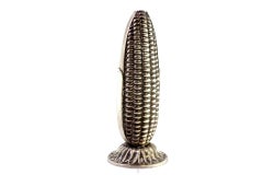 Silver toothpick holder in the shape of a corncob