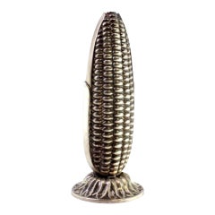 Silver toothpick holder in the shape of a corncob