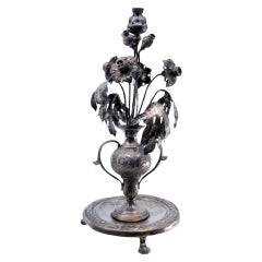 Silver toothpick holder in the shape of a flower vase
