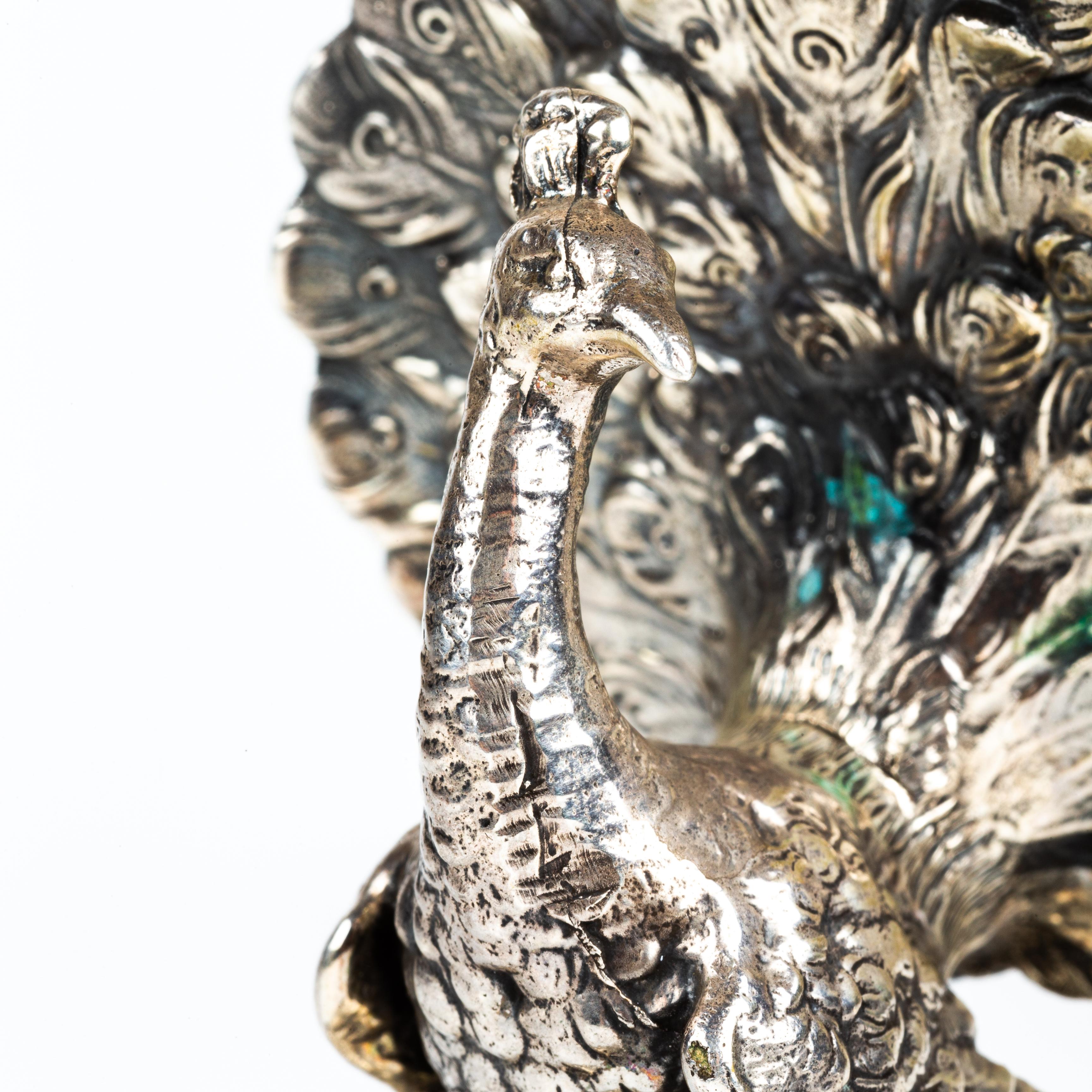 Porta stuzzicadenti in argento - Pavone in vendita 4