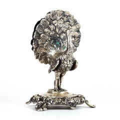 Silver Toothpick Holder - Peacock