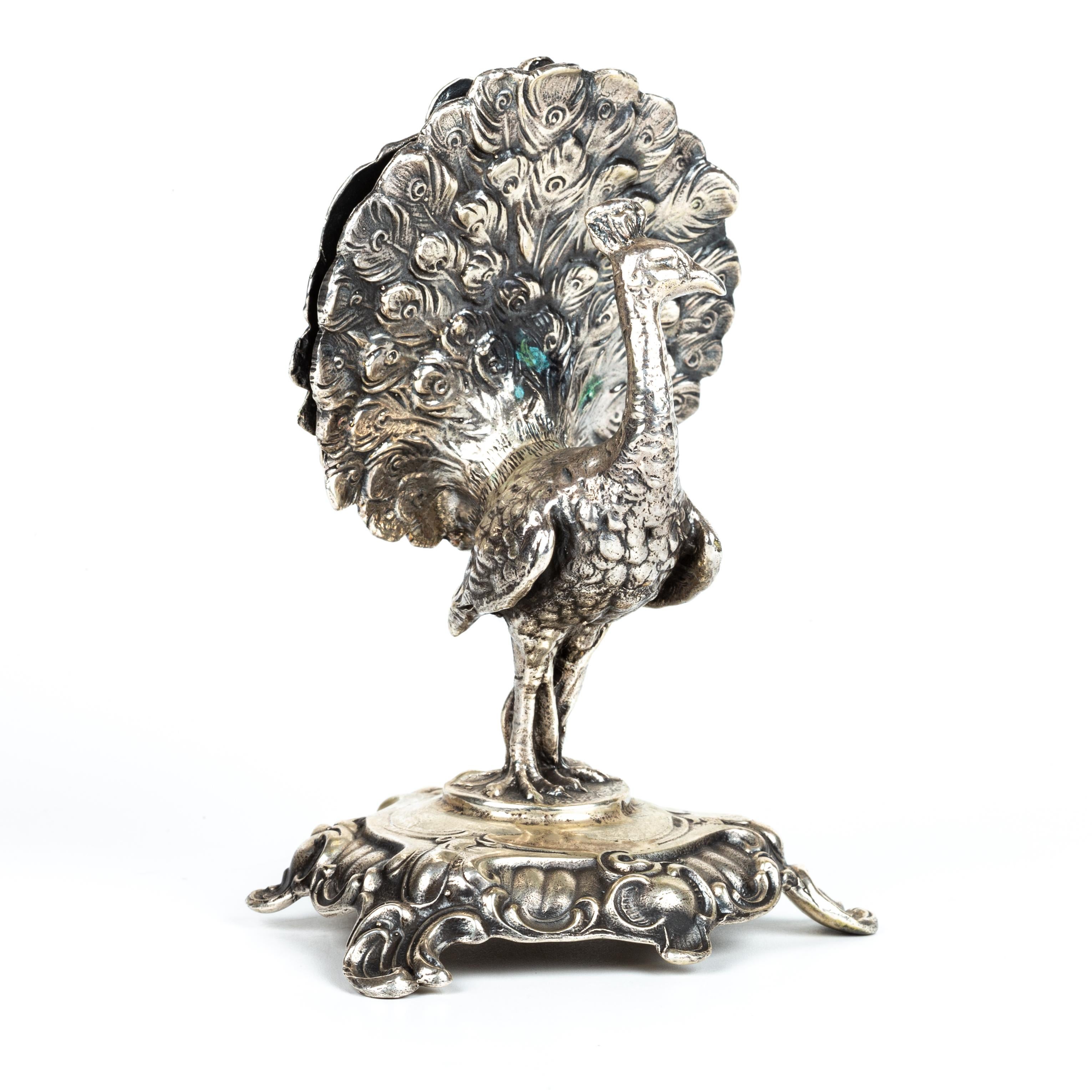 Porta stuzzicadenti in argento - Pavone In condizioni buone in vendita a Porto, PT