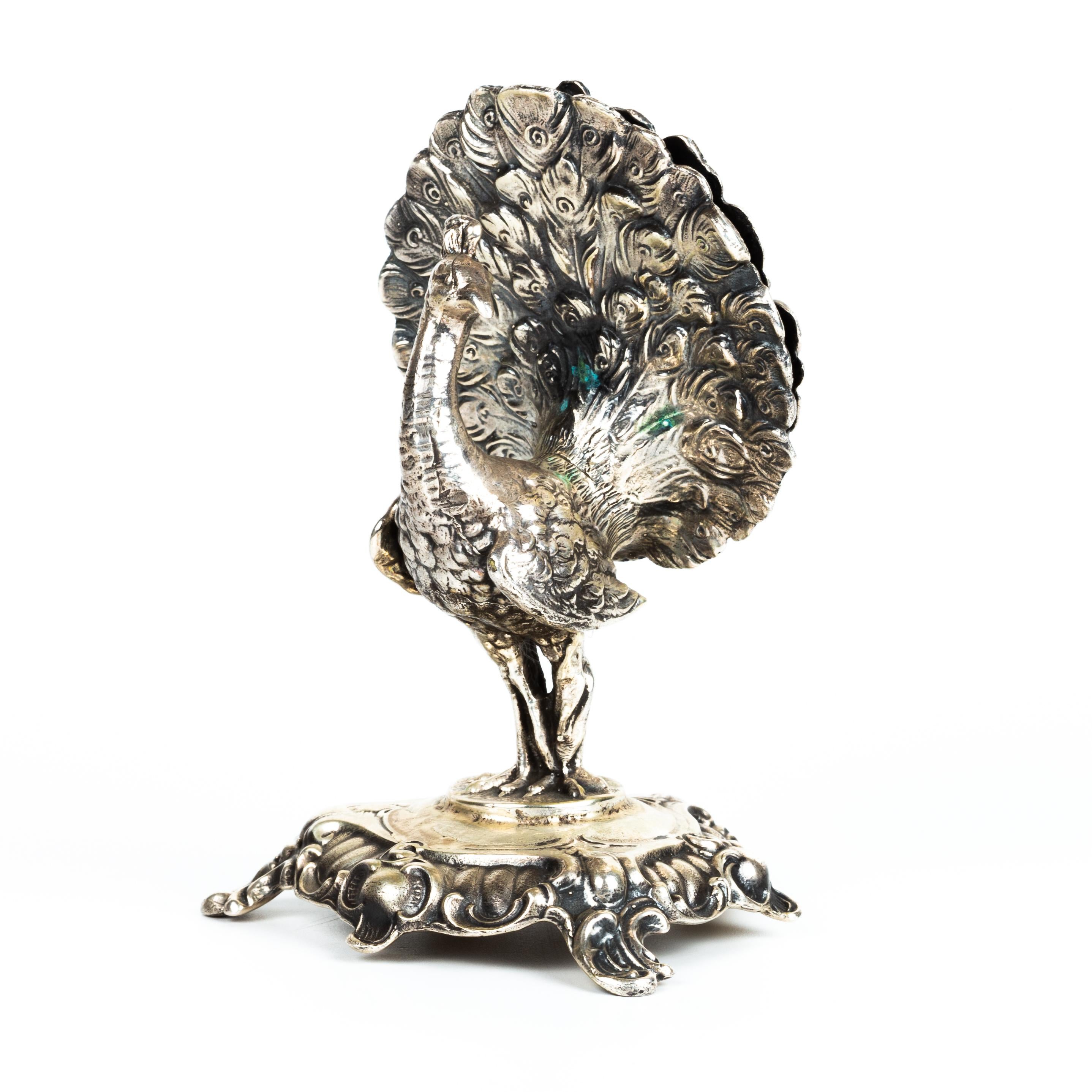 XX secolo Porta stuzzicadenti in argento - Pavone in vendita