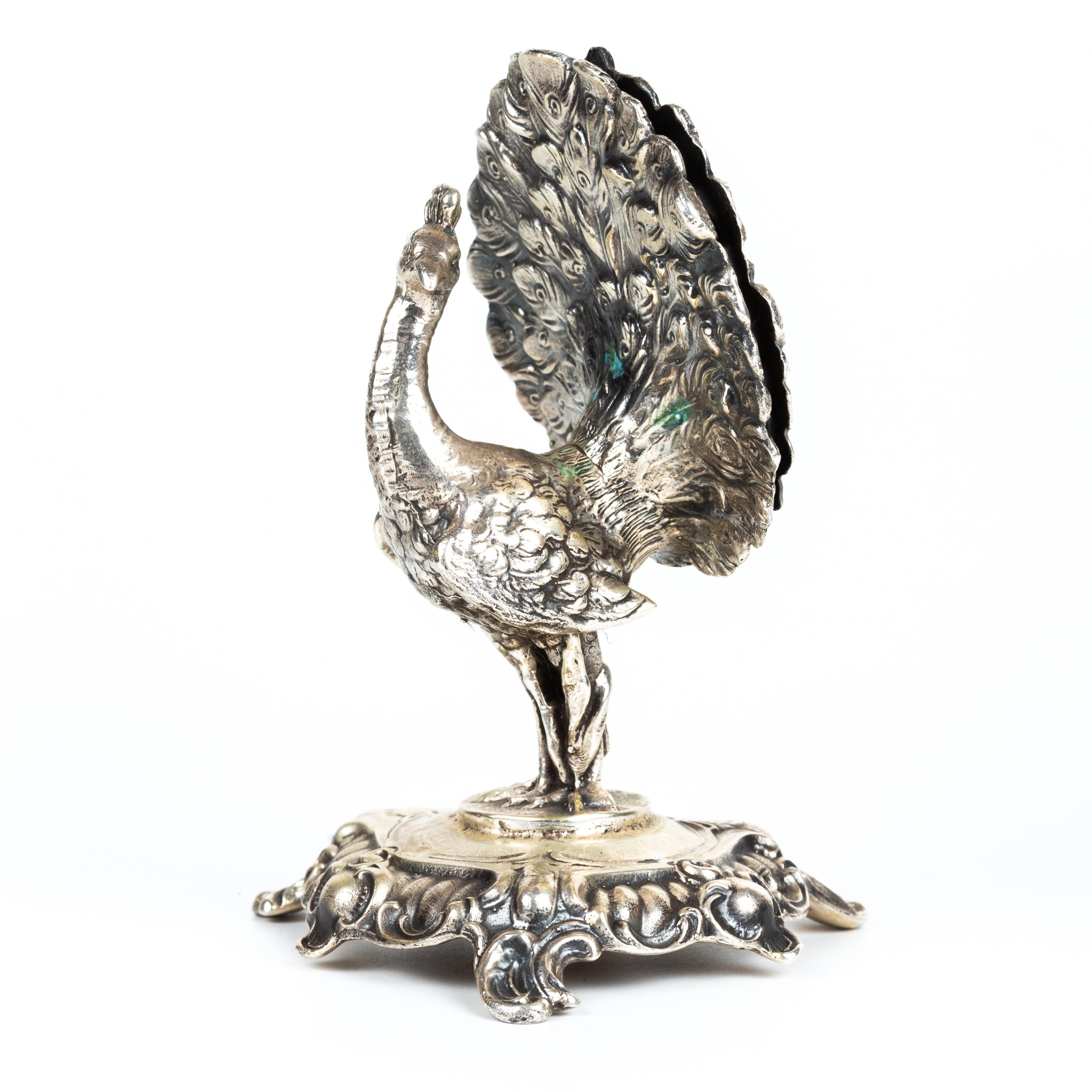 Argento Porta stuzzicadenti in argento - Pavone in vendita