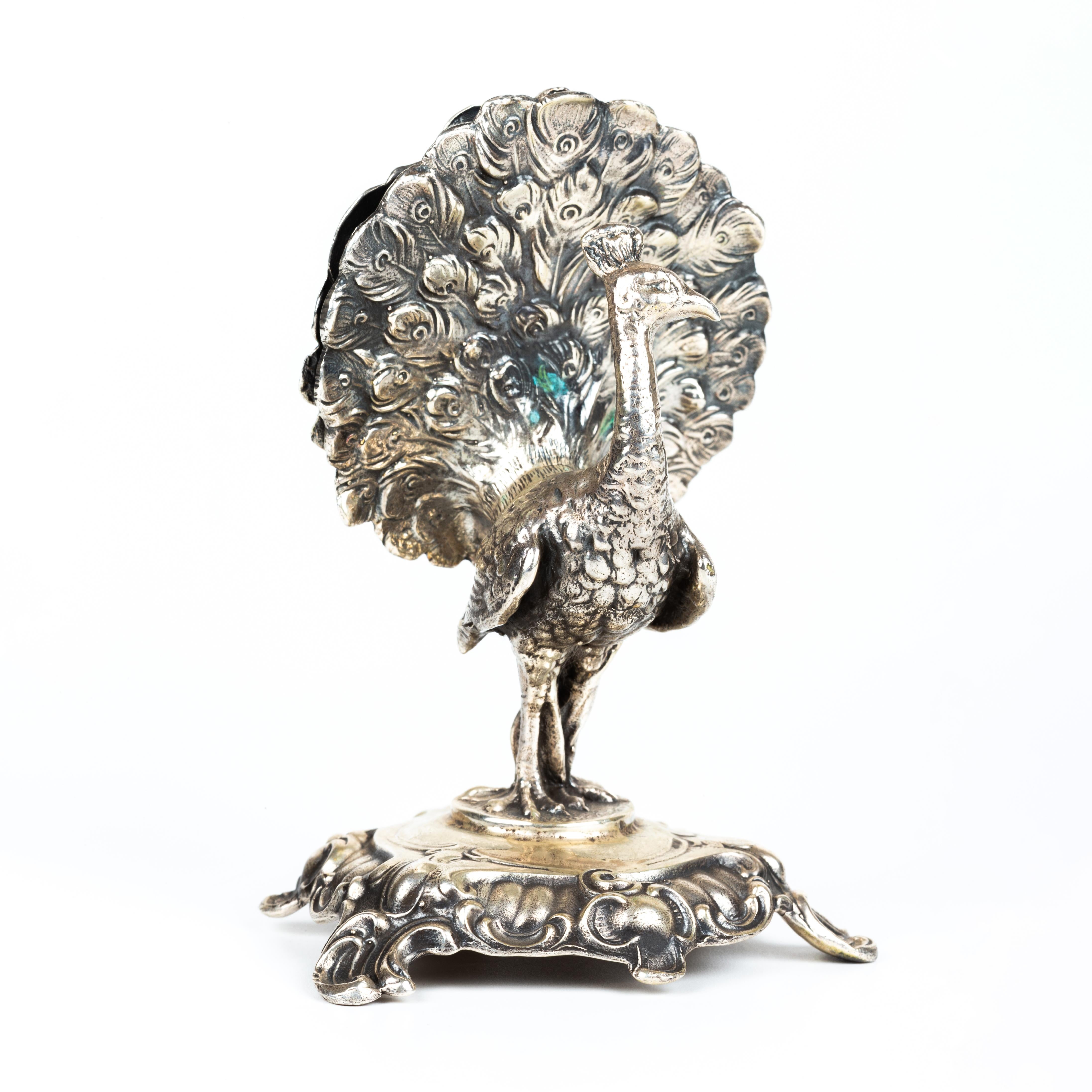 Porta stuzzicadenti in argento - Pavone in vendita 1