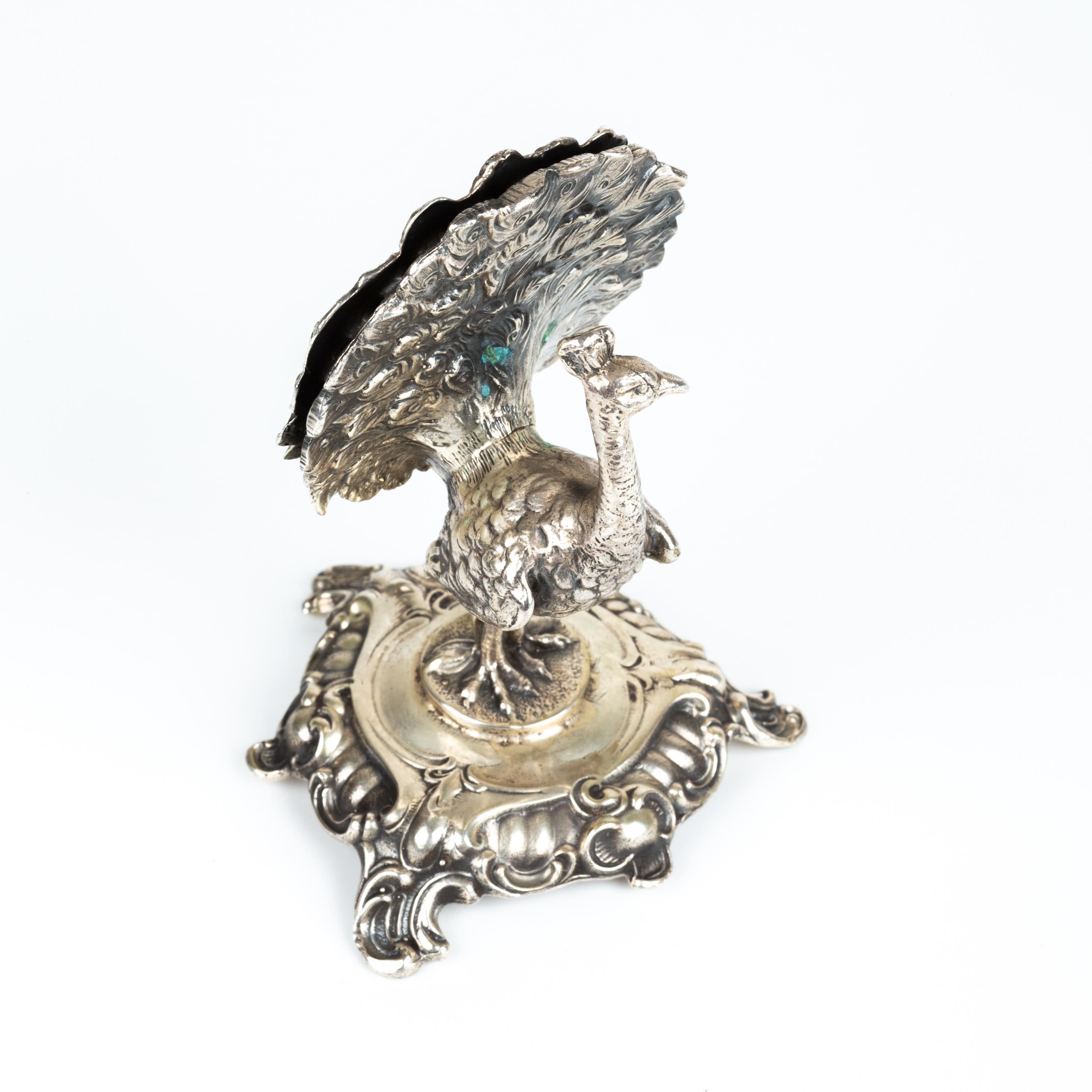 Porta stuzzicadenti in argento - Pavone in vendita 3