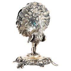Silver Toothpick Holder - Peacock