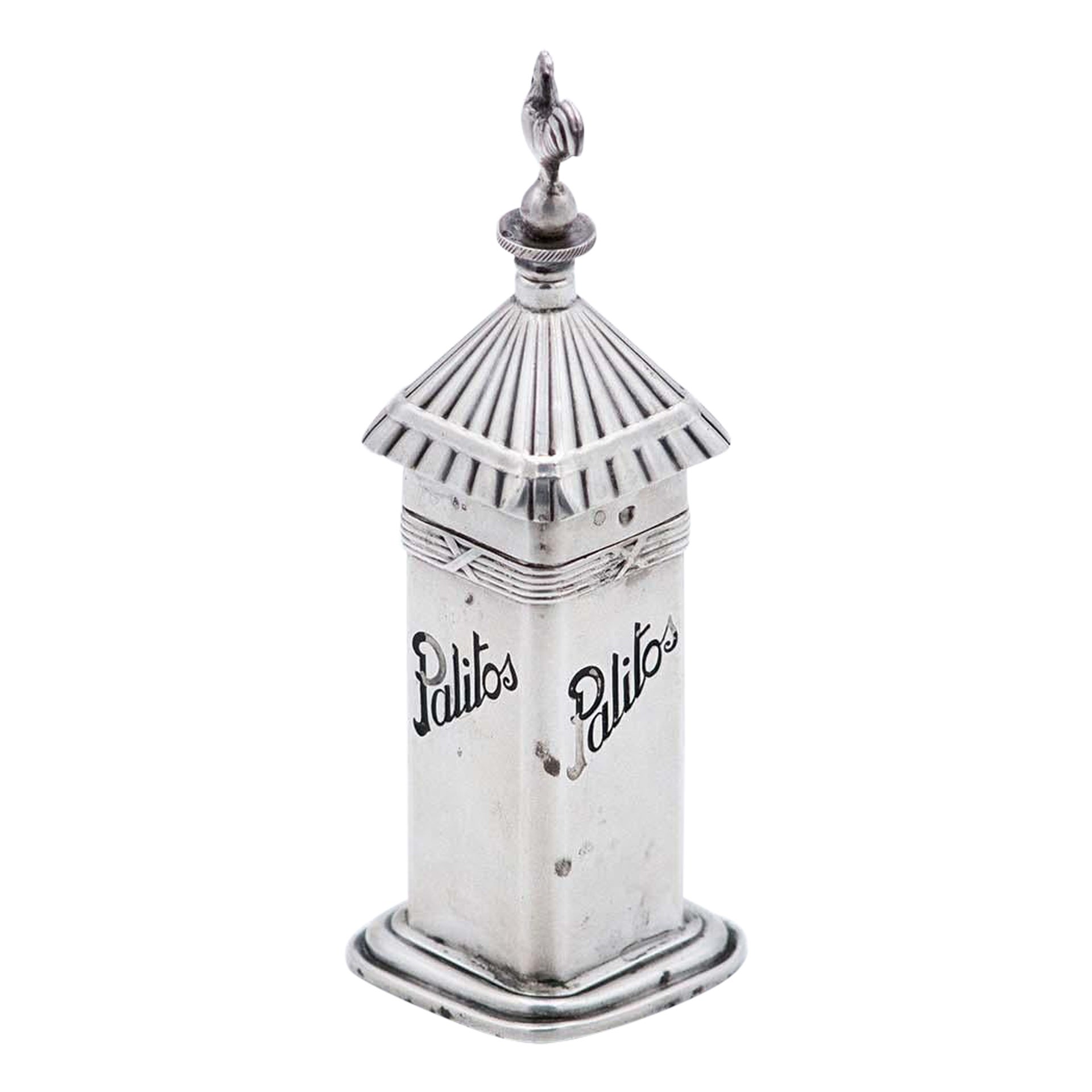 Silver toothpick holder with a square base