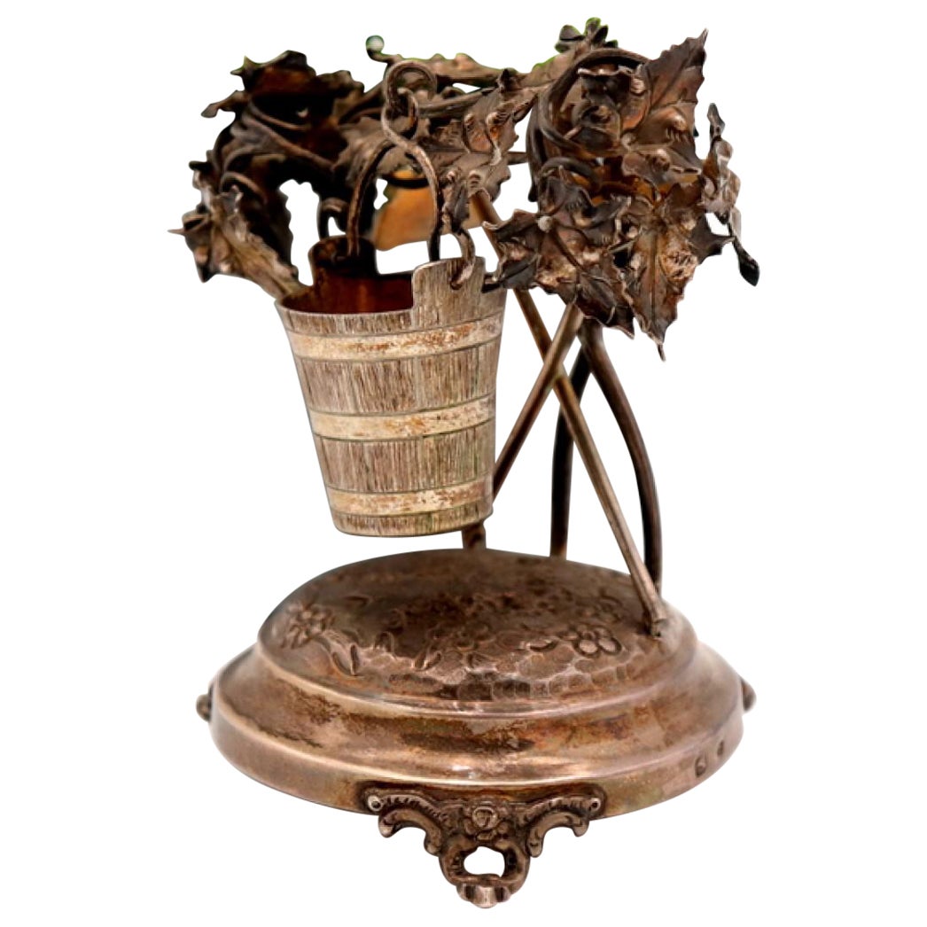 Silver toothpick holder with acanthus bush