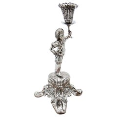 Silver toothpick holder with acanthus chalice on triangular tripod base