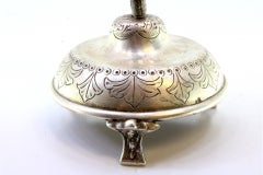 Silver toothpick holder with acanthus leaf applications on the chalice support