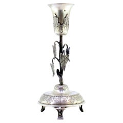 Silver toothpick holder with acanthus leaf applications on the chalice support