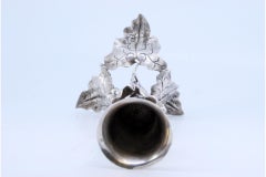 Silver toothpick holder with acanthus leaves