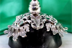 Silver toothpick holder with apple-shaped handle