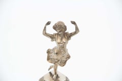 Silver toothpick holder with ballerina on plinth