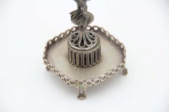 Silver toothpick holder with bird