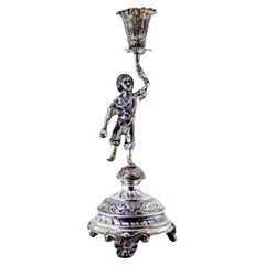 Silver toothpick holder with boy on plinth, second floral chalice