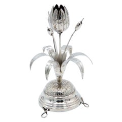 Silver toothpick holder with bulb, ears and leaves