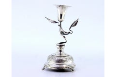 Silver toothpick holder with chalice applications on vine with raised leaves