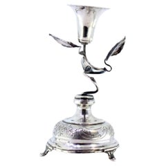 Silver toothpick holder with chalice applications on vine with raised leaves
