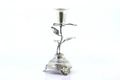 Silver toothpick holder with chalice on acanthus and raised feet