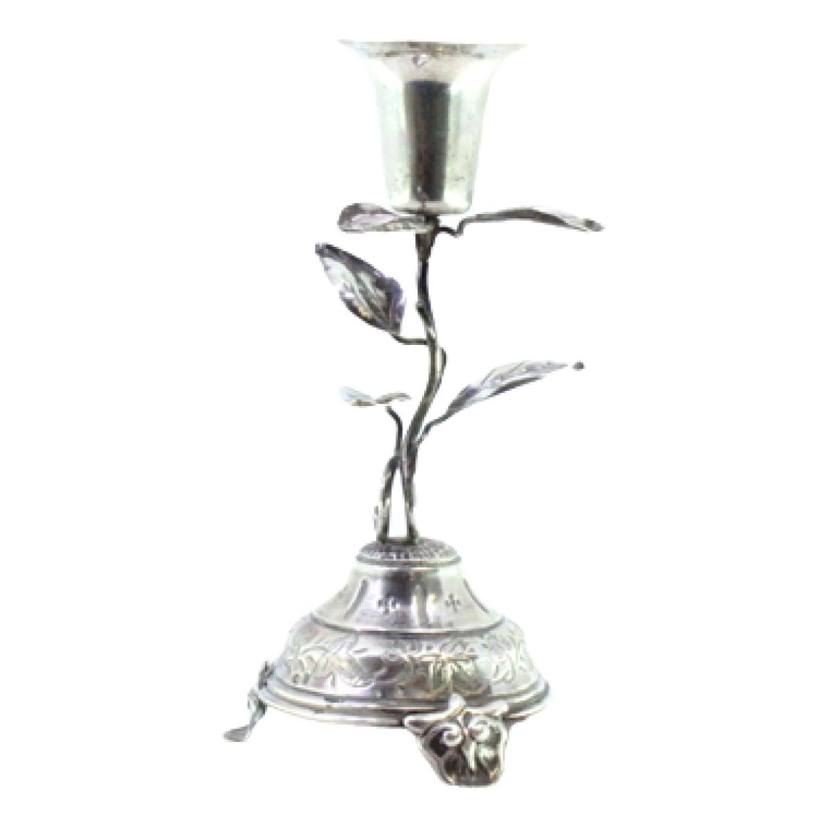 Silver toothpick holder with chalice on acanthus and raised feet