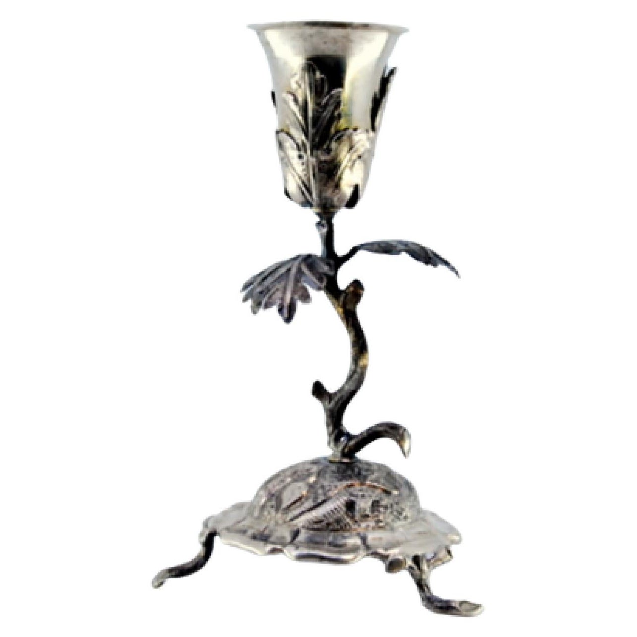 Silver toothpick holder with chalice on acanthus and trunk-leg base