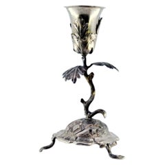 Silver toothpick holder with chalice on acanthus and trunk-leg base
