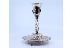 Silver toothpick holder with chalice on climbing vine and three feet