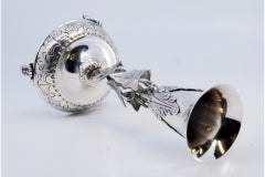 Silver toothpick holder with chalice on ivy and three clawed feet
