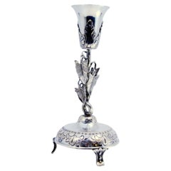 Silver toothpick holder with chalice on ivy and three clawed feet