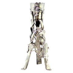 Silver toothpick holder with chalice on trunks and vine with acanthus