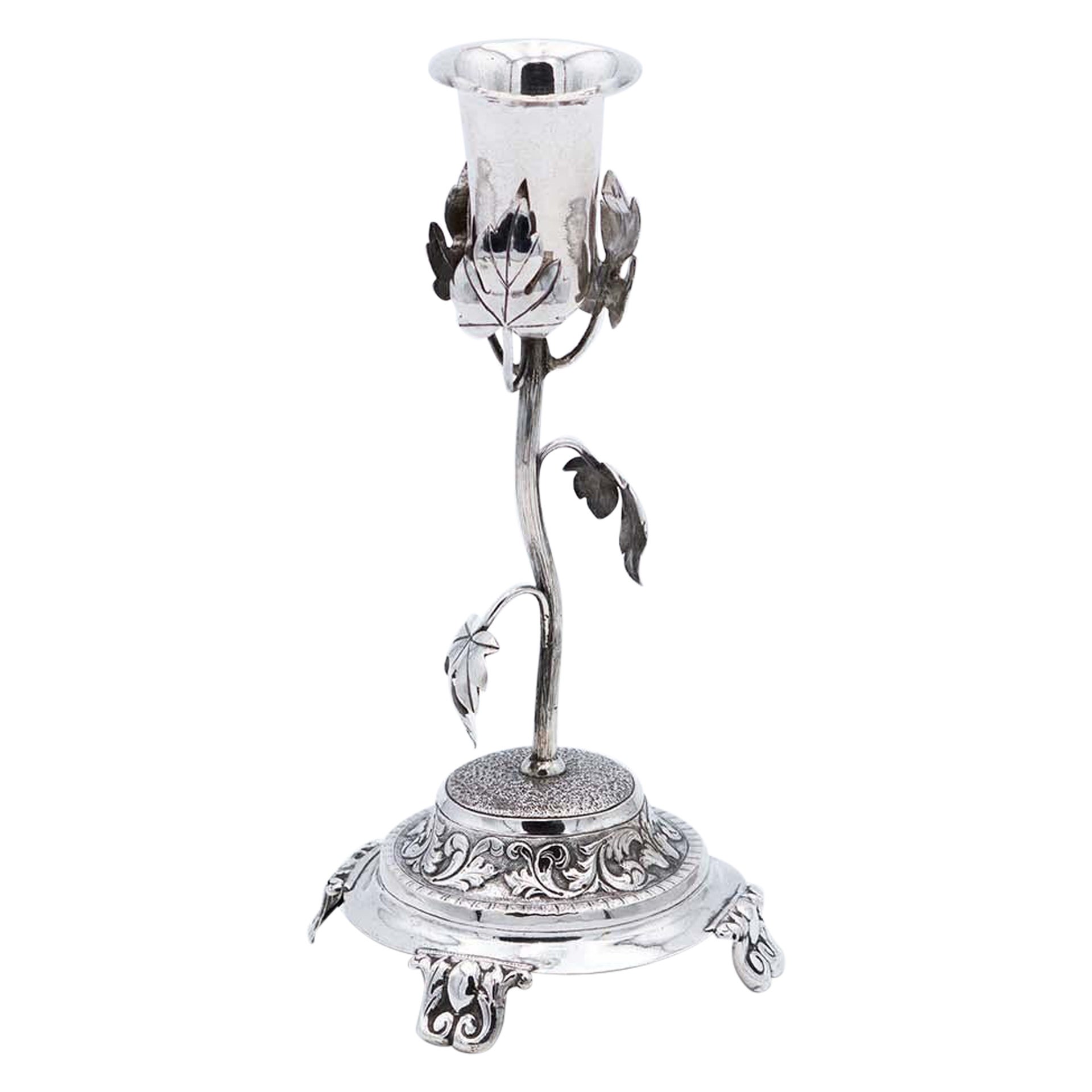 Silver toothpick holder with chalice on vine and acanthus leaves
