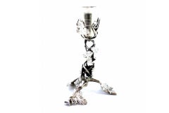 Silver toothpick holder with chalice on vine with grapes on trunk feet