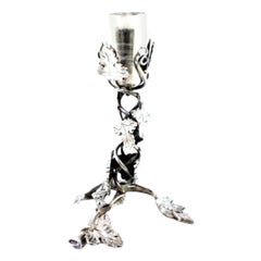 Silver toothpick holder with chalice on vine with grapes on trunk feet