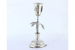 Silver toothpick holder with chalice supported by a twisted column