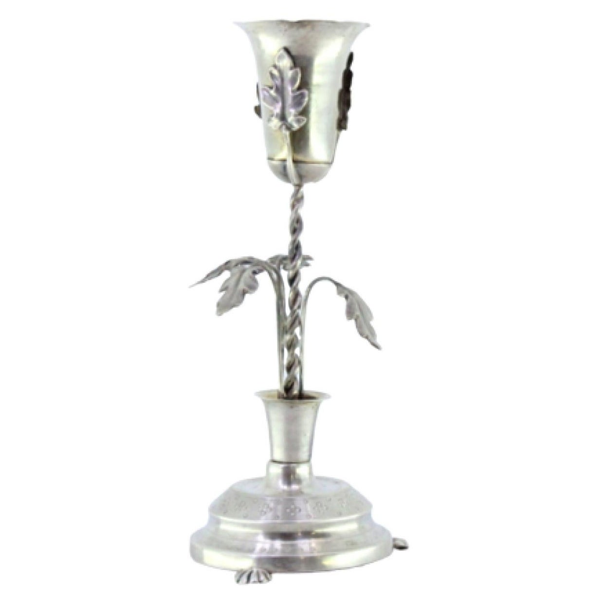 Silver toothpick holder with chalice supported by a twisted column