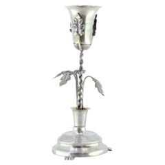 Silver toothpick holder with chalice supported by a twisted column