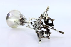 Silver toothpick holder with chalice supported by acanthus leaves