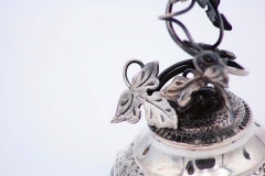 Silver toothpick holder with chalice supported by vine
