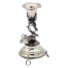 Silver toothpick holder with chalice supported by vine